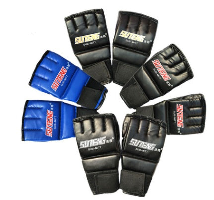 Pointing finger boxing gloves, playing sandbags, half finger fingerless gloves, palm heart breathable leather points