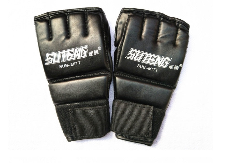 Pointing finger boxing gloves, playing sandbags, half finger fingerless gloves, palm heart breathable leather points
