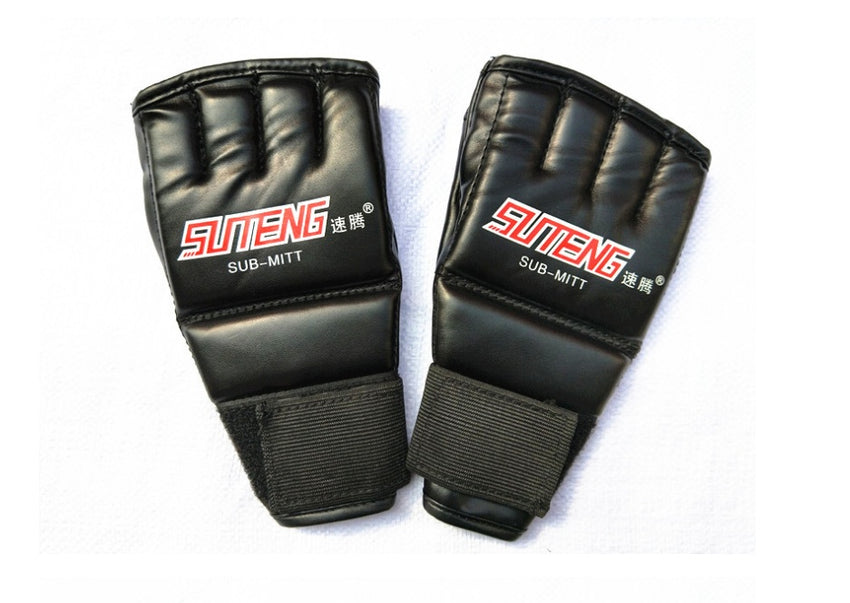 Pointing finger boxing gloves, playing sandbags, half finger fingerless gloves, palm heart breathable leather points